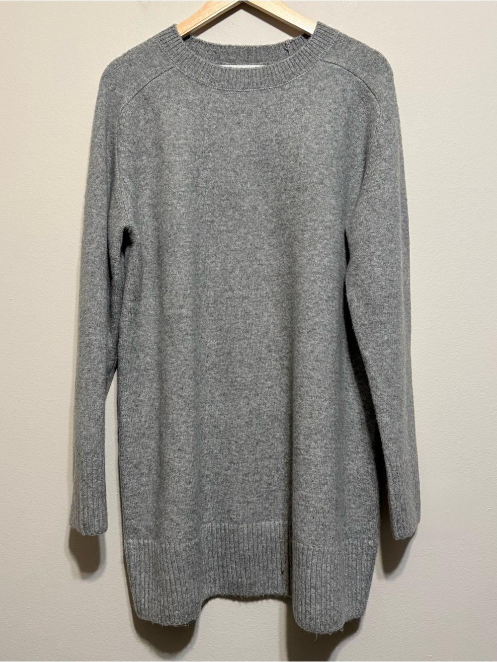 Zara Soft Knit Mini Sweater Dress Long Sleeve Gray Women XL